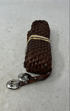 Load image into Gallery viewer, Michael Kors Womens Brown Leather Adjustable Buckle Casual Woven Belt Size M
