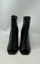 Load image into Gallery viewer, Aldo Womens Black Leather Peep Toe High Stiletto Heel Ankle Booties Size 8.5