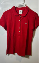 Load image into Gallery viewer, Lacoste Womens Red Short Sleeve Collared Regular Fit Polo Shirt Size 44