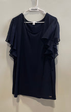 Load image into Gallery viewer, Calvin Klein Womens Blue Short Sleeve Ruffle Scoop Neck Blouse Top Size 3X