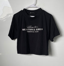 Load image into Gallery viewer, Zara Womens Black Beautiful Girls Personal Club Cropped T-Shirt Size Medium