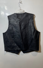 Load image into Gallery viewer, First Mens Black Genuine Leather Sleeveless Snap Front Biker Vest Size 48