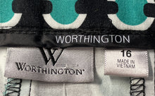 Load image into Gallery viewer, Worthington Womens Black Green Geometric Straight Leg Ankle Pants Size 16