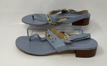 Load image into Gallery viewer, Michael Kors Womens Charlton Blue Leather Block Heel Slingback Sandals Size 9.5M