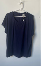 Load image into Gallery viewer, Anne Klein Womens Blue Short Sleeve Round Neck Regular Fit Blouse Top Size XL