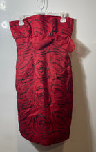 Load image into Gallery viewer, Alberta Ferretti Womens Red Embroidered Side Zip Strapless Bodycon Dress Size P