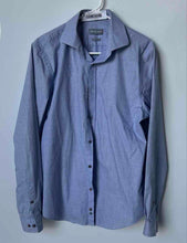 Load image into Gallery viewer, Michael Kors Mens Blue White Long Sleeve Printed Dress Shirt Size Medium