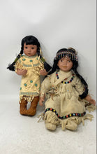 Load image into Gallery viewer, Set Of 2-Piece Assorted Native American Collector Play Dolls In Yellow Dress