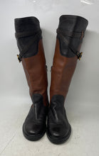 Load image into Gallery viewer, Unbranded Womens Black Brown Leather Round Toe Knee High Riding Boots Size 8