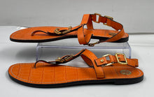 Load image into Gallery viewer, Authentic Tory Burch Womens Orange Leather T-Strap Flat Thong Sandals Size 9M