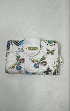Load image into Gallery viewer, Brighton Womens White Butterfly Print Leather ID & Card Slots Bifold Wallet