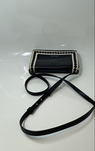 Load image into Gallery viewer, Michael Kors Womens Black & White Inner Pocket Adjustable Strap Crossbody Purse