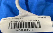 Load image into Gallery viewer, INC International Concepts Womens Blue Long Sleeve Pullover Blouse Top Size L