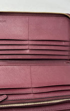 Load image into Gallery viewer, Michael Kors Womens Red Textured Leather Credit Card Slots Zip-Around Wallet