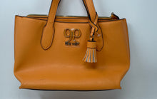 Load image into Gallery viewer, Nine West Womens Orange Leather Inner Pocket Tassel Double Handle Shoulder Bag