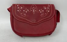Load image into Gallery viewer, Unbranded Womens Red Leather Embroidered Adjustable Shoulder Strap Crossbody Bag