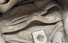 Load image into Gallery viewer, Michael Kors Womens Cream Pebbled Leather Tassel Double Handle Shoulder Purse