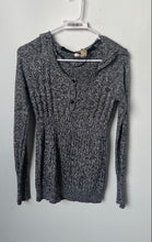 Load image into Gallery viewer, DKNY Jeans Womens Black White Long Sleeve Henley Neck Hooded Sweater Size XS