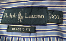 Load image into Gallery viewer, Ralph Lauren Mens Blue Striped Long Sleeve Collared Button-Up Shirt Size XXL