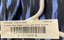 Load image into Gallery viewer, Michael Kors Womens Blue And Black Striped Print Scoop Neck Blouse Top Size OX