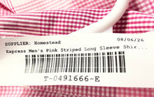 Load image into Gallery viewer, Express Mens Pink Plaid Long Sleeve Spread Collar Dress Shirt Size S-P 14-14.5