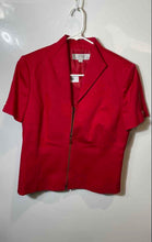 Load image into Gallery viewer, Tahari Arthur S. Levine Womens Red Short Sleeve Lapel Zip Front Blazer Size 8