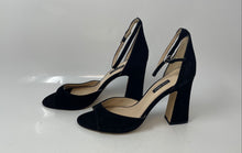 Load image into Gallery viewer, Nine West Womens Gavyn Black Buckle Block Heel Ankle Strap Heels Size 10.5