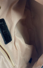 Load image into Gallery viewer, Jules Kae Jacqueline Womens Black Leather Crocodile Embossed Shoulder Bag