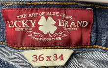 Load image into Gallery viewer, Lucky Brand Mens Blue Denim Dark Wash Pockets Straight Leg Jeans Size 36x34