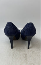 Load image into Gallery viewer, Hugo Boss Womens Blue Suede Peep Toe Slip-On Stiletto Platform Heels Size EUR 38