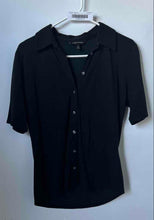 Load image into Gallery viewer, Banana Republic Womens Black Short Sleeve Collared Button-Up Shirt Size Medium