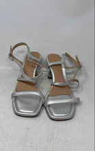 Load image into Gallery viewer, Unisa Womens Silver Leather Open Toe Adjustable Strap Slingback Heels Sz EUR 41