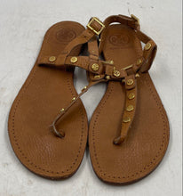 Load image into Gallery viewer, Authentic Tory Burch Womens Brown Leather Flat Thong Sandals Size 8.5M Worn
