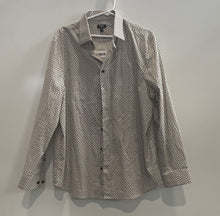 Load image into Gallery viewer, Express 1MX Mens Beige Print Long Sleeve Slim Fit Button-Up Shirt Size Large