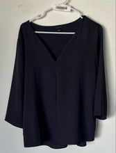 Load image into Gallery viewer, Ann Taylor Womens Blue Long Sleeve V-Neck Blouse Top Size Large