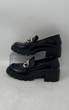 Load image into Gallery viewer, Stunahome Womens Black Gold-Tone Slip-On Platform Loafer Shoes Size 8.5