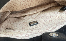 Load image into Gallery viewer, Guess Womens Black Monogram Inner Pockets Double Handle Magnetic Satchel Bag