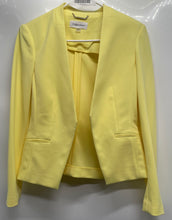 Load image into Gallery viewer, Calvin Klein Womens Yellow Long Sleeve Pockets Open Front Blazer Size 8