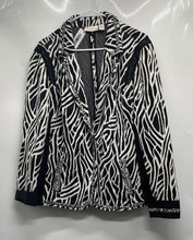 Load image into Gallery viewer, Chico's Womens Black White Zebra Print Mixed Media One-Button Blazer Size 3