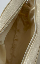 Load image into Gallery viewer, Bvlgari Womens Cream Embossed Zipper Travel Makeup Cosmetic Bag