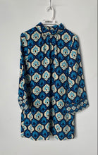 Load image into Gallery viewer, Zara Womens Blue Multicolor Floral Long Sleeve Back-Zip Shift Dress Size S