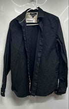 Load image into Gallery viewer, Tahari Mens Black Cotton Collared Long Sleeve Stretch Button-Up Shirt Size M