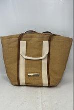 Load image into Gallery viewer, Intimissimi Womens Khaki Canvas Woven Inner Pockets Double Handle Tote Bag