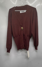 Load image into Gallery viewer, Commense Womens Brown Balloon Sleeve V-Neck Cardigan Sweater Size XS With Tag