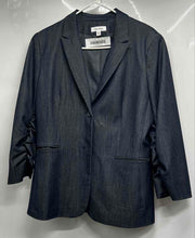 Load image into Gallery viewer, Calvin Klein Womens Blue Denim Long Sleeve Pockets 2-Button Blazer Size 14