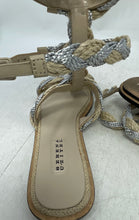 Load image into Gallery viewer, Serena Uziyel Womens Ronda Beige Silver Braided Ankle Strap Sandals Size EUR 39
