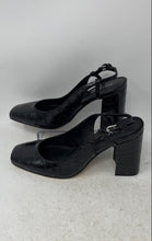 Load image into Gallery viewer, Marc Fisher Womens Black Faux Leather Croc Embossed Block Pump Heels Size 9.5M