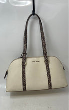 Load image into Gallery viewer, Anne Klein Womens Beige Leather Charm Dome Double Handle Satchel Handbag