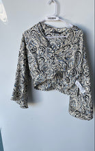 Load image into Gallery viewer, Zara Womens Beige Multicolor Paisley Print Long Sleeve Blouse Top Size Small
