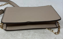 Load image into Gallery viewer, Anne Klein Womens Beige Pebbled Faux Leather Zip Top Chain Strap Crossbody Bag